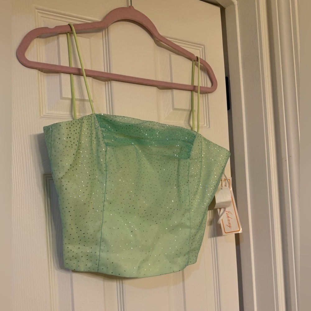 Dave & Johnny NWT Lace Up Back (no String) Y2K Green/blue Top Size 9/10